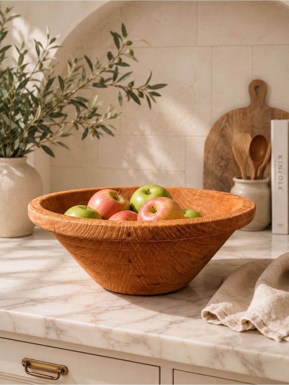 Handcrafted Wooden Serving Bowl - Warm Natural Wood